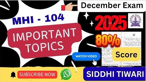 MHI 104 Important Topics For December Exam 2025 by Siddhi Tiwari | IGNOU MA History 1st Year #ignou