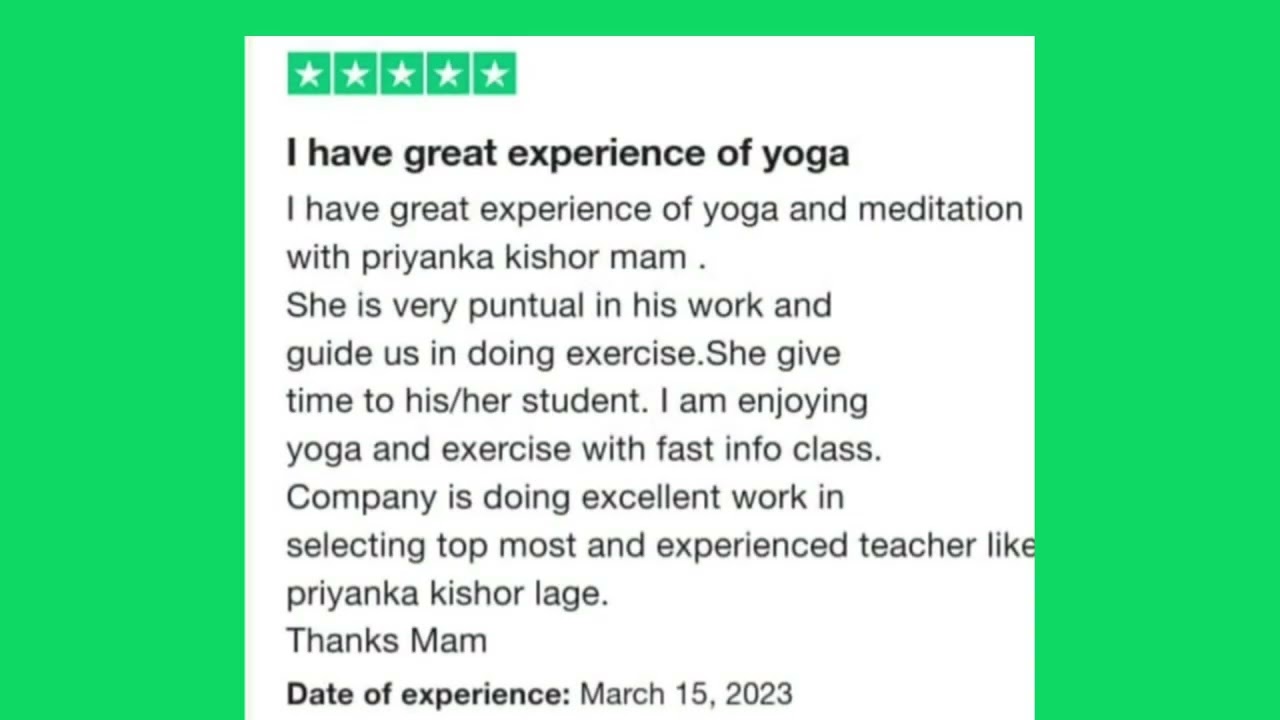 student feedback online yoga class available. 