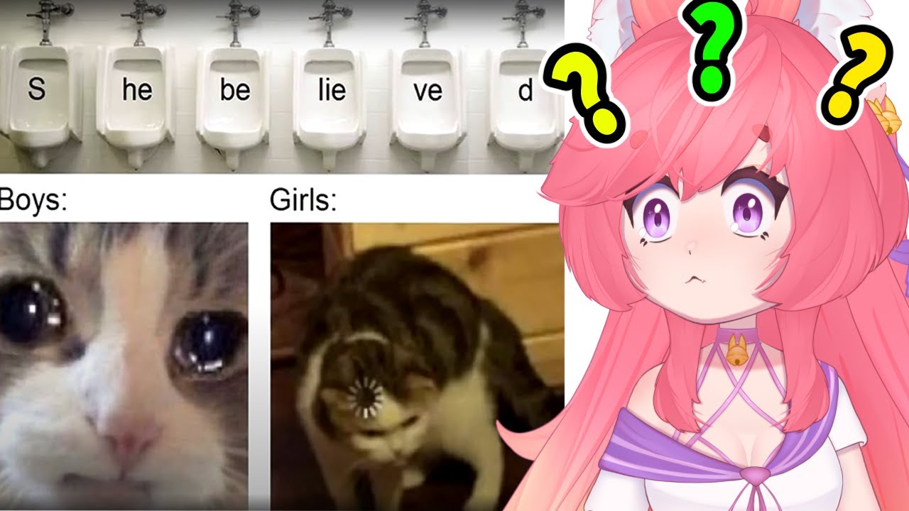 Как мужчины это делают? | Kitsu реагирует на мемы «Мальчики против девочек» | Реакция Vtuber на мемы