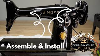 Singer 201: Installing the motor, light, hand wheel & bobbin winder