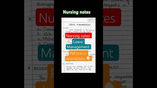Leave management || nursing notes || nursing administration
