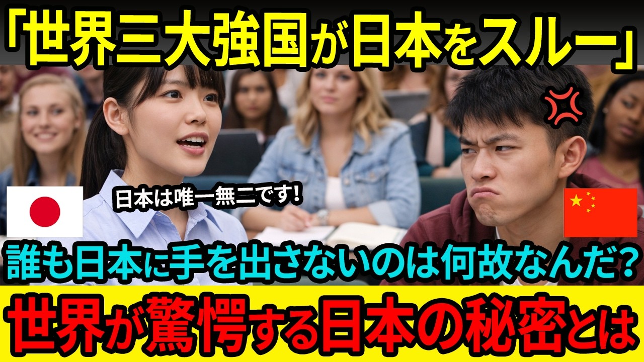 【海外の反応】「誰も日本に手を出さないのはなぜだ」世界三大強国も攻め入らぬ日本…ハーバードでの中国人学生の発言を日本人学生が封じる