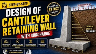  Cantilever Retaining Wall Design with Surcharge | Shear Checks:series 1