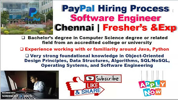 PayPal Hiring Process | Software Engineer | Chennai | Fresher’s & Exp | Bachelor Degree | APPLY NOW