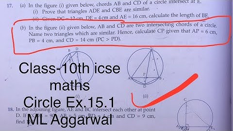 Class-10th #icse #maths #circle | In the figure (i) given below, AB and CD are two intersecting chor