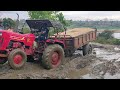 Mahindra tractor pulling sand on mud || uphill road || 275 Di Tu