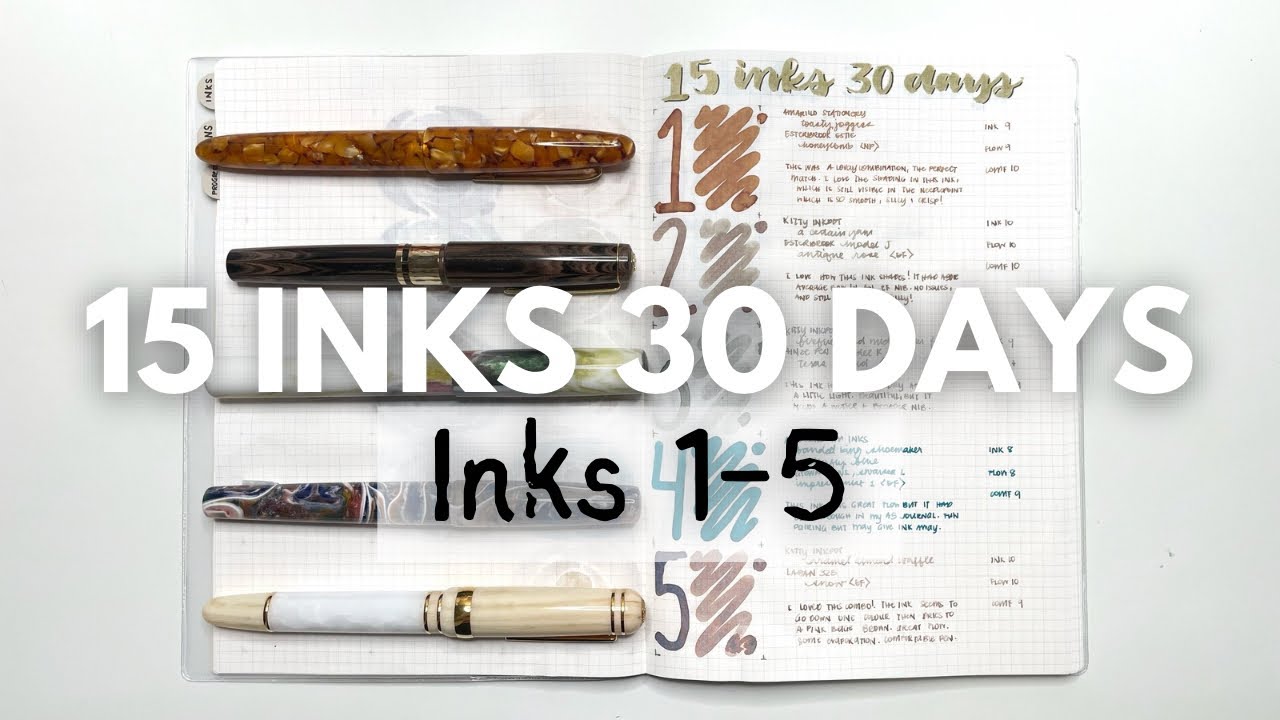 15 inks 30 days // Inks 1-5 // Kitty Inkpot, Anderillium, Esterbrook, Laban #30inks30days