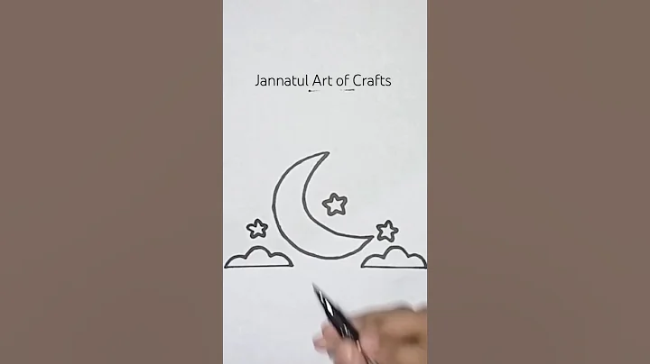 How to draw a Moon with stars drawing #shorts #easy#cute #moon #star #cloud  #jannatulartofcrafts