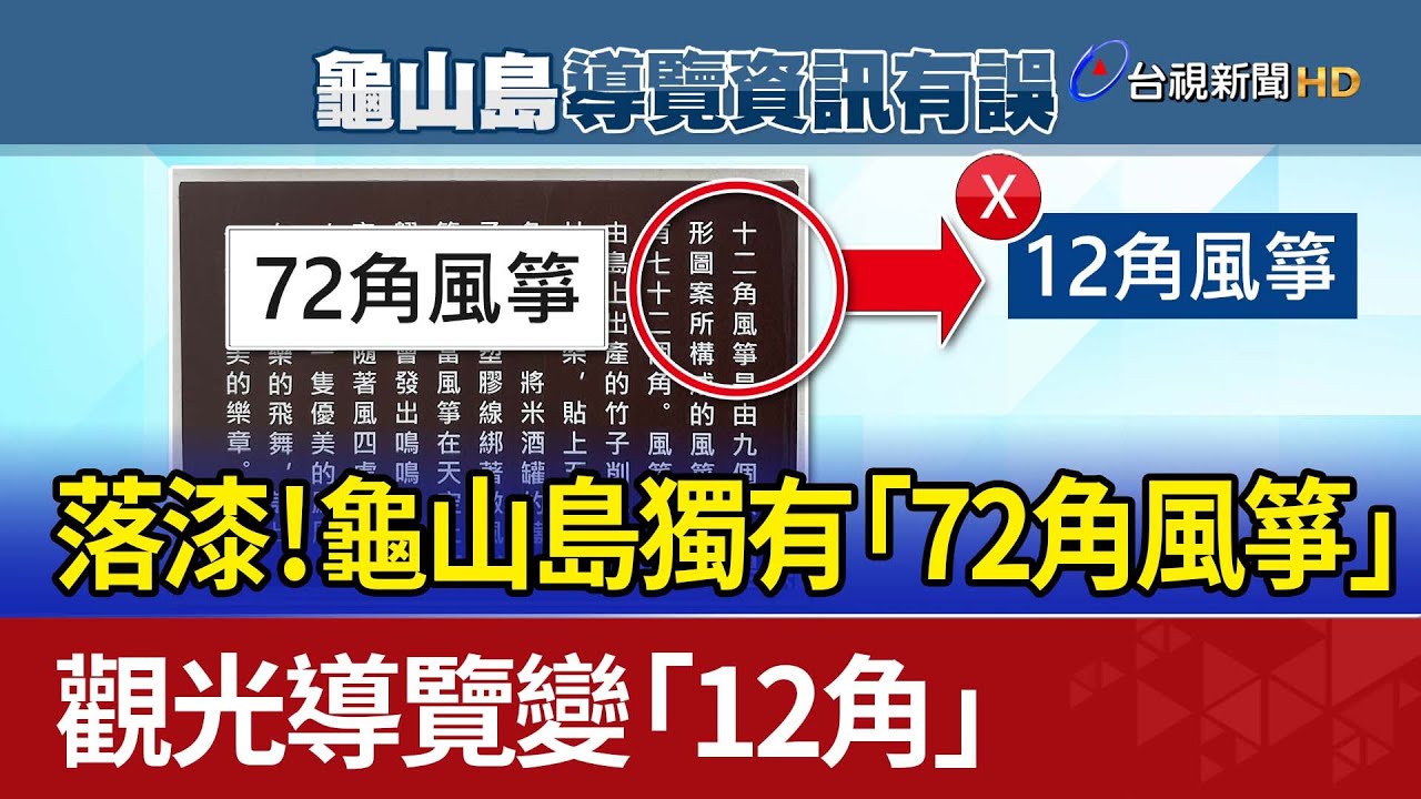 落漆!龜山島獨有「72角風箏」 觀光導覽變「12角」 YouTube