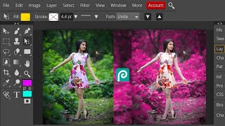 Photoshop On Smartphone 📲 Pink Tone Photo Editing Photopea in mobile | Photopea editing screenshot 3