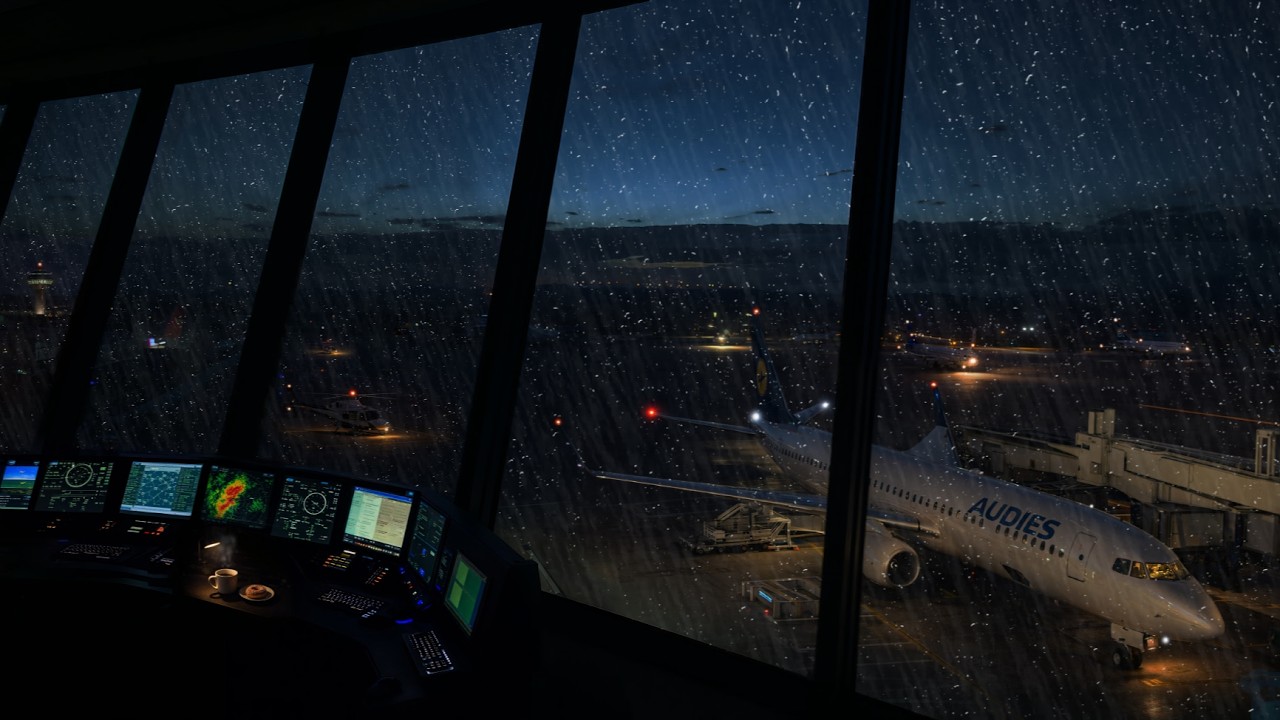 Stormy Night At The Airport For Sleep, Study, Or Reading 📖