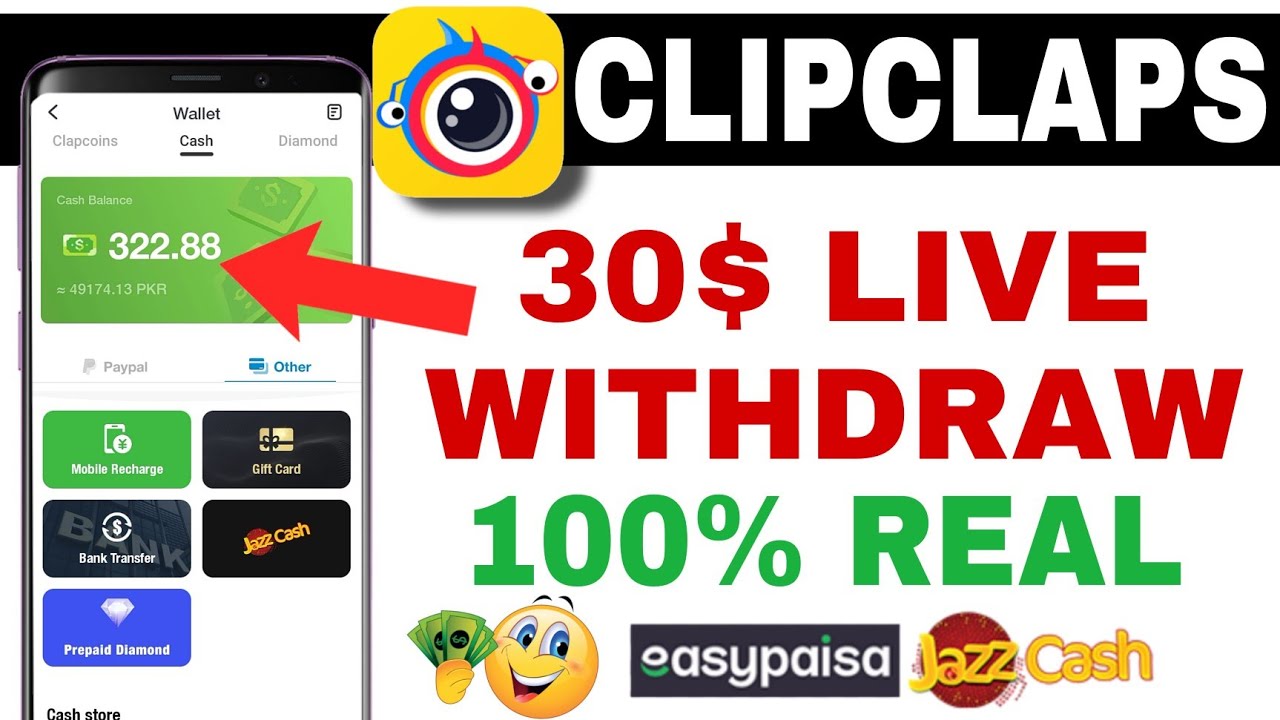 Clipclaps 30$ Live Withdraw Easypaisa Jazzcash || Clipclaps Withdraw Proof in Pakistan 2022