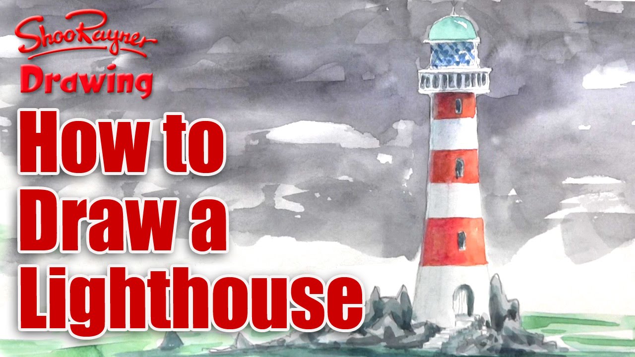 How to draw a lighthouse - YouTube