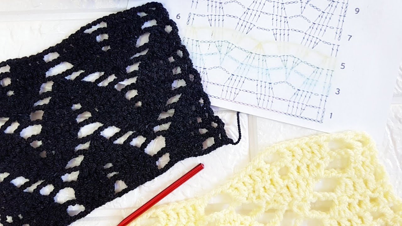 كروشيه غرزة ورق الشجر مفرغة بطريقة سهلة كوفيه شال كارديجان بلوفر crochet lace leaves stitch