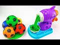 Satisfying Video | Make Rainbow Noddles with Glitter Soccer Balls & PlayDoh and Beads ASMR #523