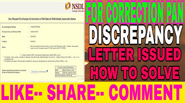 DESCREPANCY LETTER ISSUED FOR CORRECTION PAN  HOW TO SOLVE