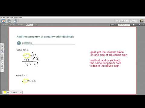 Additive property of equality with decimals