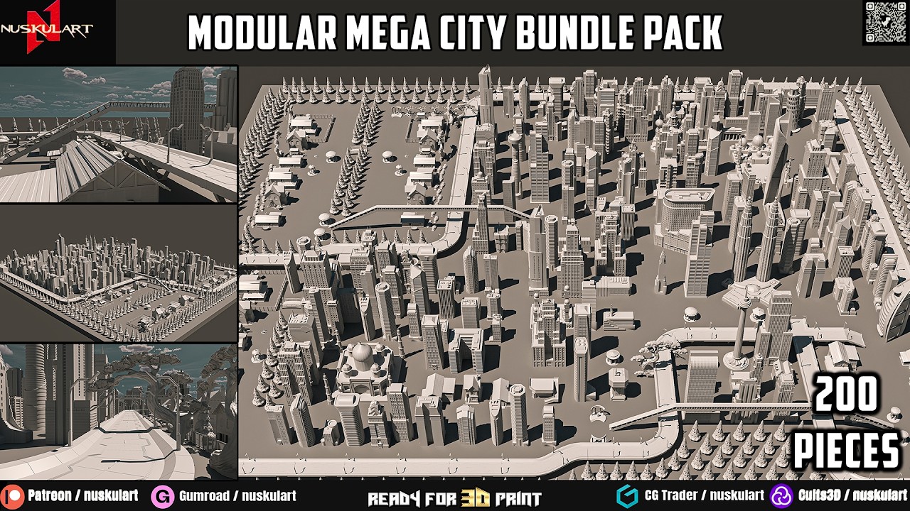 Modular Mega City STL Pack 🚀 | Ultimate 3D Printable Cyberpunk City ...