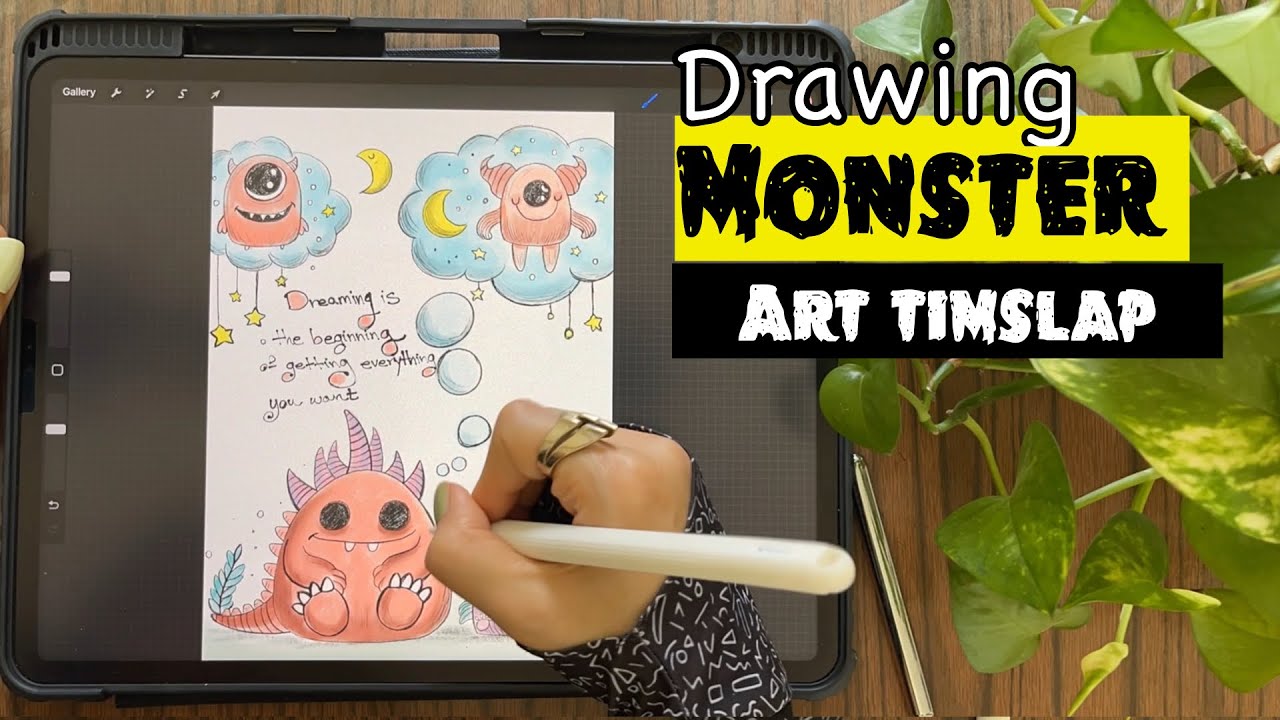 Timeslap cute Monster drawing Art Timelapse: Procreate iPad Drawing | Timeslap ...