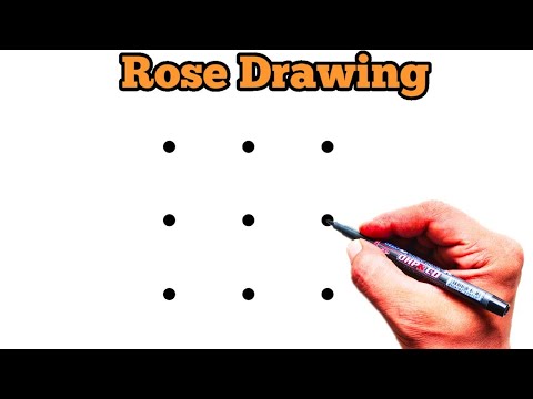 ROSE Drawing Easy 🌹| How to Draw a Rose step by step | Dots Drawing