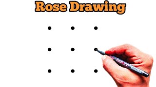 ROSE Drawing Easy 🌹| How to Draw a Rose step by step | Dots Drawing