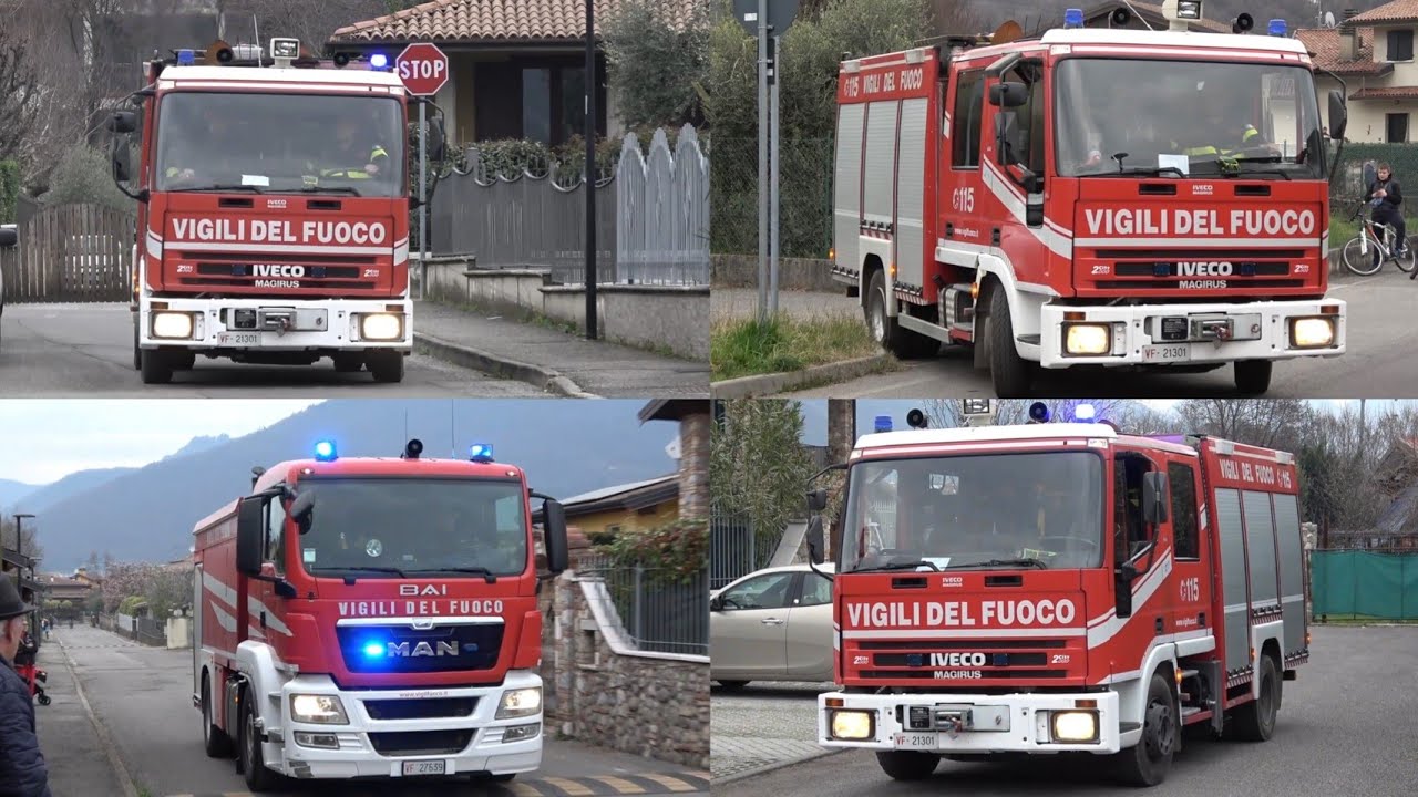 Incendio A Gavardo Arrivo aps iveco city 2000 vigili del fuoco Paitone e Abp vigili del fuoco Saló