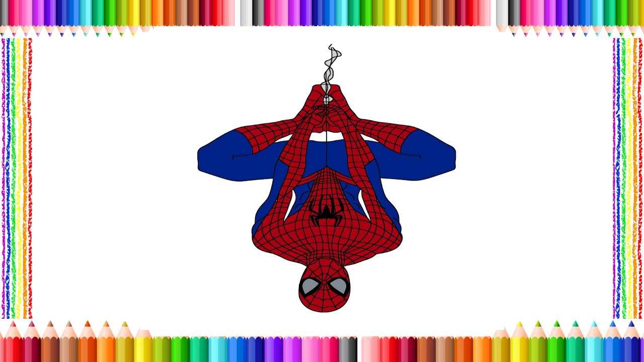 MARVEL SPIDERMAN HANGING UPSIDE DOWN COLORING PAGE - SPIDER-MAN ...