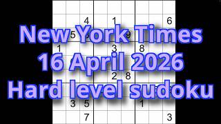 Sudoku solution – New York Times 16 April 2026 Hard level sudoku screenshot 5