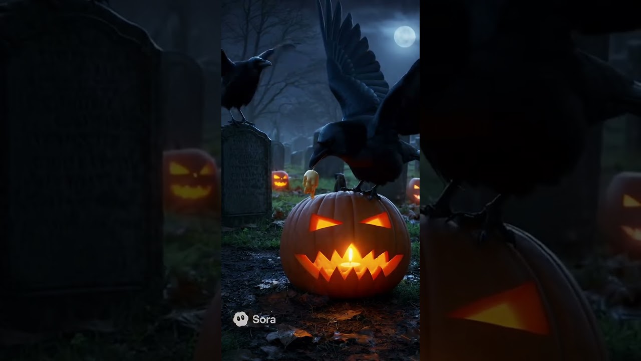 “Halloween Scare? Crow Just Steals Snacks from Pumpkin Monster! 😂”