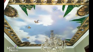 Mural Nation || TIME LAPSE || 3D Renaissance Ceiling Mural 🕊️ ☁️