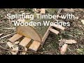 Splitting Sweet Chestnut logs using wooden wedges.