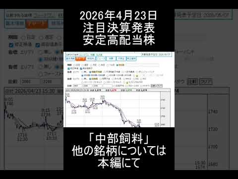 【2026年4月23日】注目ニュースを発表した安定高配当銘柄「中部飼料」紹介＆解説【日本株】 #高配当株投資