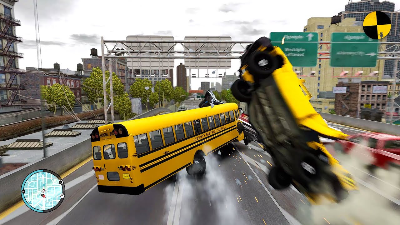 GTA 4 Crazy School Bus Crashes Ep.27