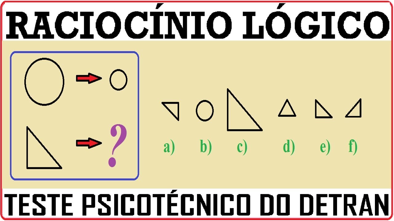 Raciocínio Lógico com figuras e imagens Teste psicotécnico QI Quociente  Inteligência Detran Concurso - Lógica I