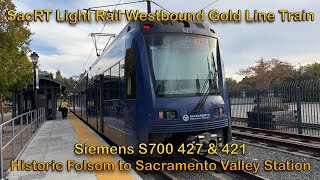 Details SacRT Light Rail 2-Car Siemens S700 Westbound Gold Line Train Full Ride to Sacramento Valley Station Update