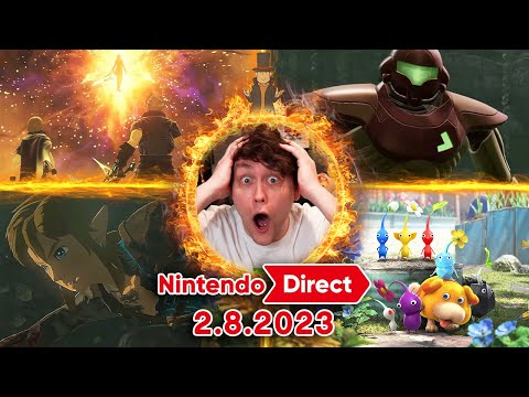 NINTENDO DIRECT 2.8.2023 FULL REACTION! ZELDA, METROID PRIME, LAYTON, PIKMIN 4 & MORE! - RogersBase