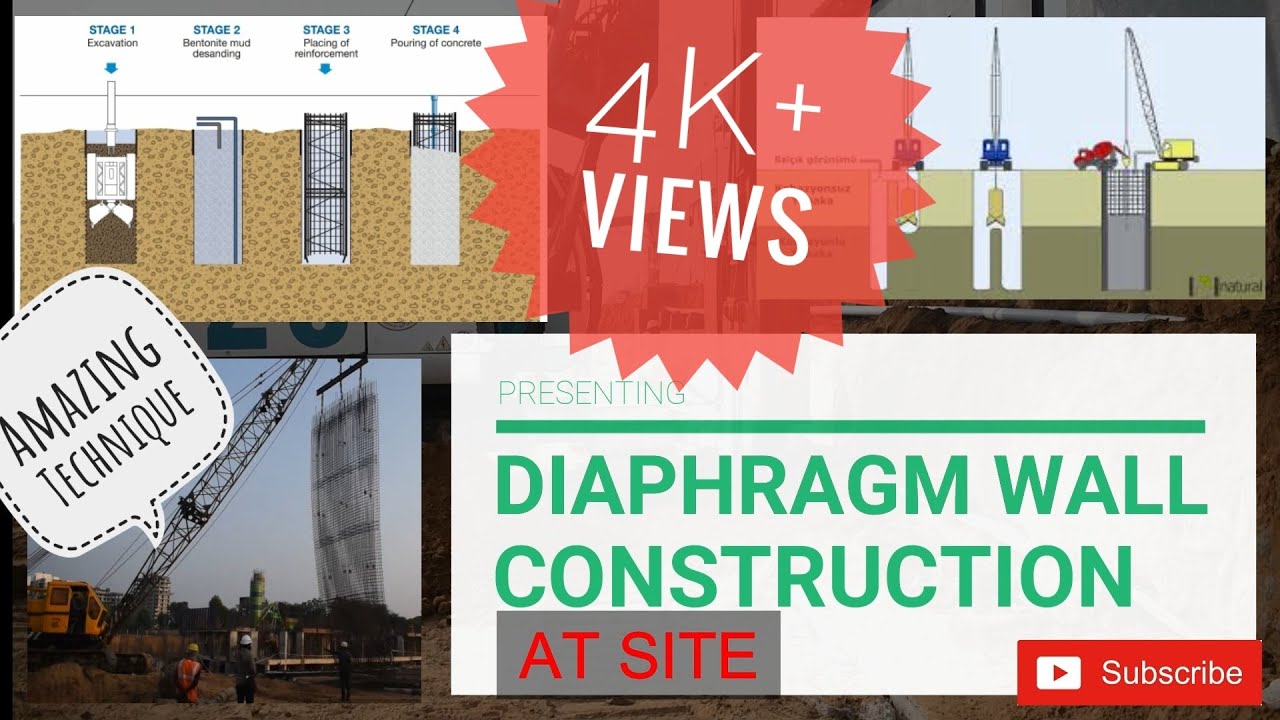 Diaphragm wall construction / on site / Amazing technology of