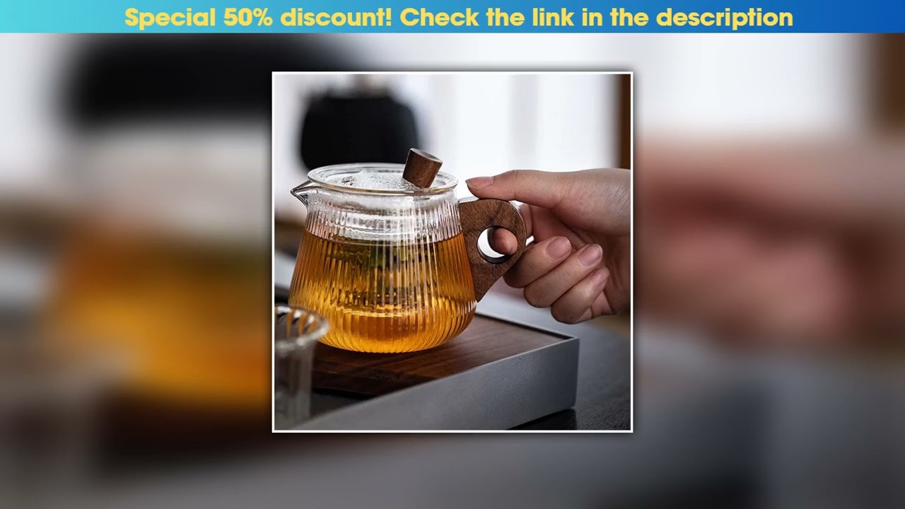 Best Seller Japanese Heat Resistant Vertical Stripe Glass Tea Pot Wood Handle Teapot Kung Fu Tea Se