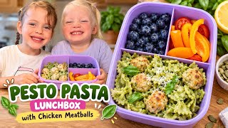 Easy School Lunchbox Idea 🍱 Nut-Free Pesto Pasta & Chicken Meatballs