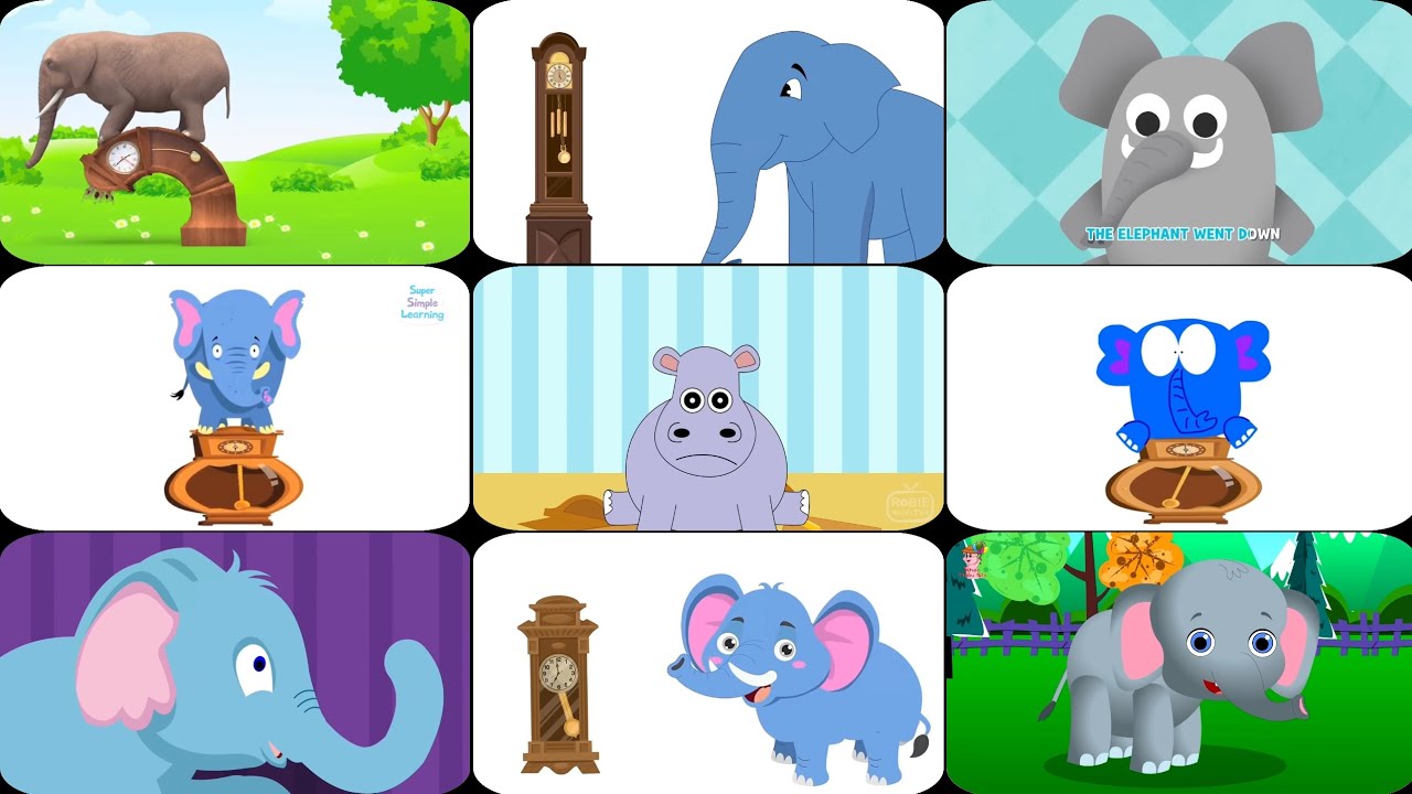 Karton Fx: Hickory Dickory Dock || 8 Elephant 🐘 & A Hippo 🦛 In 9 Clock Crasher Party || Fx Tutorial
