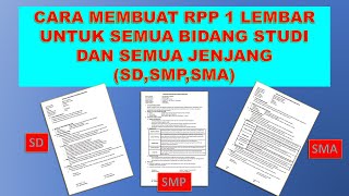 Cara Membuat RPP 1 Lembar untuk Semua Bidang Studi