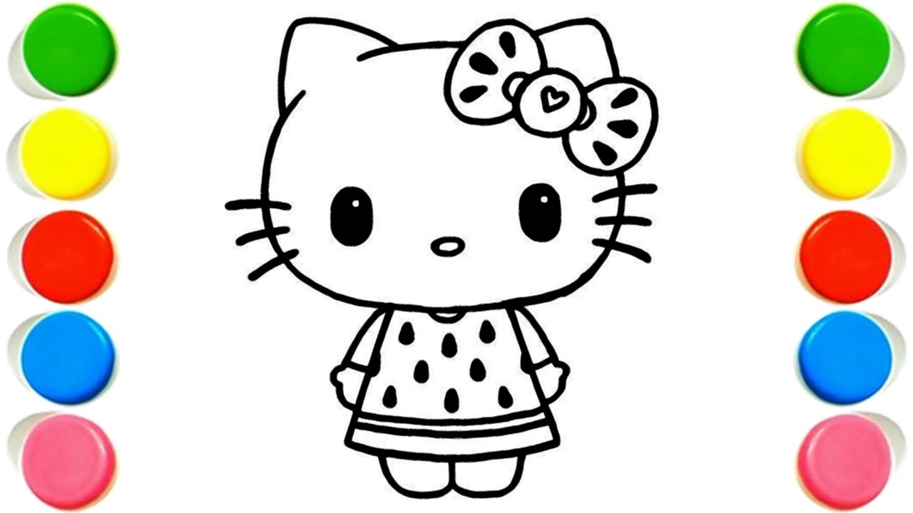 Hoe to Draw Beautiful Hello Kitty Drawing, Painting & Coloring For Kids and Toddlers
