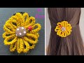 How To Crochet a Simple Flower - Absolute Beginners | Sunflower Hair Band Hair Clip | Flor de crochê