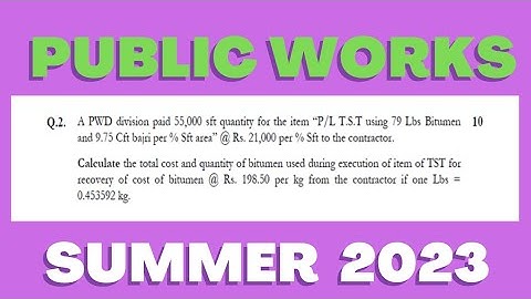 PIPFA Public works Paper 2023 || Numerical  PIPFA Public works || Public Works Past Paper solved