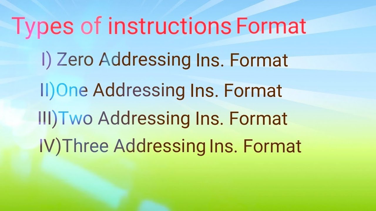 TYPES OF INSTRUCTION FORMAT IN COMPUTER ARCHITECTURE #CSA # ...
