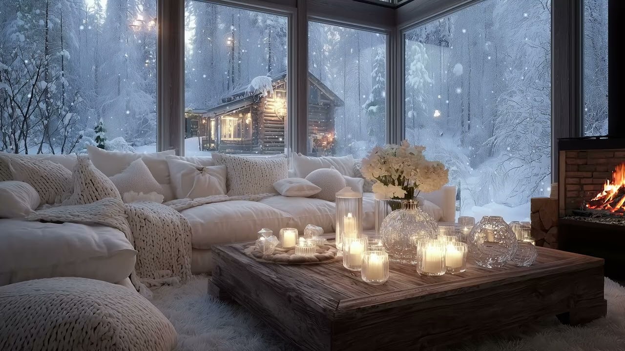 Quiet Night Piano and Crackling Fire Sounds for Study Focus and Deep Calm