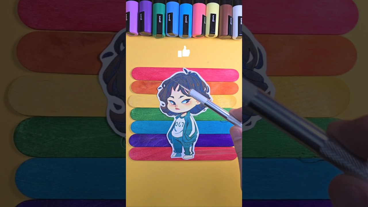 Squid Game Hoyeon Jung Ice-Cream Sticks Puzzle Solving Paper Craft 