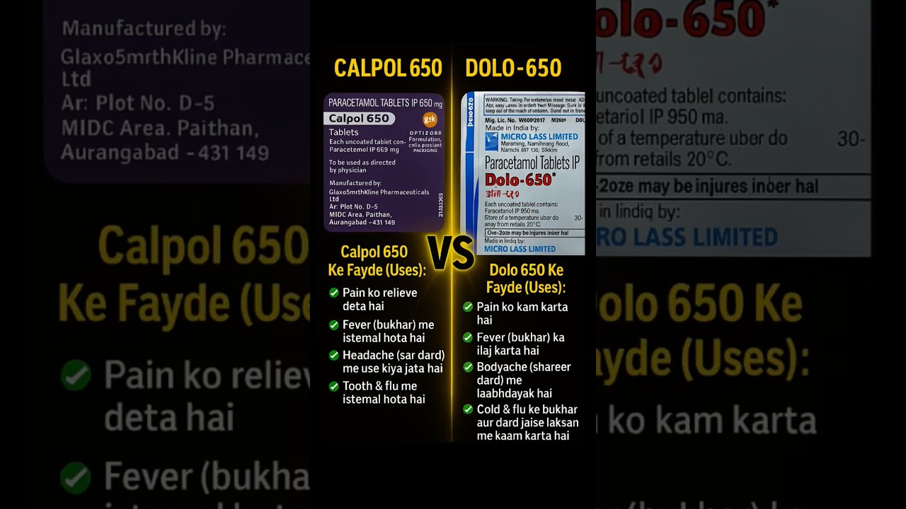 Calpol 650 vs Dolo 650 💊 | Which One Works Faster?