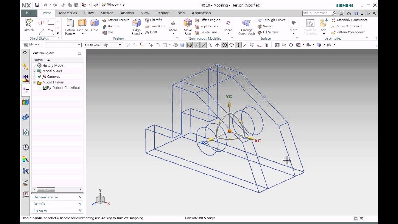 Nx 10 3d Wireframe Construction 4 With Basic Curve Wcs Operation Trim Curve Youtube