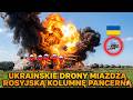 Rosyjski konwój utknął w szczerym polu pod zmasowanym ogniem ukraińskich dronów FPV